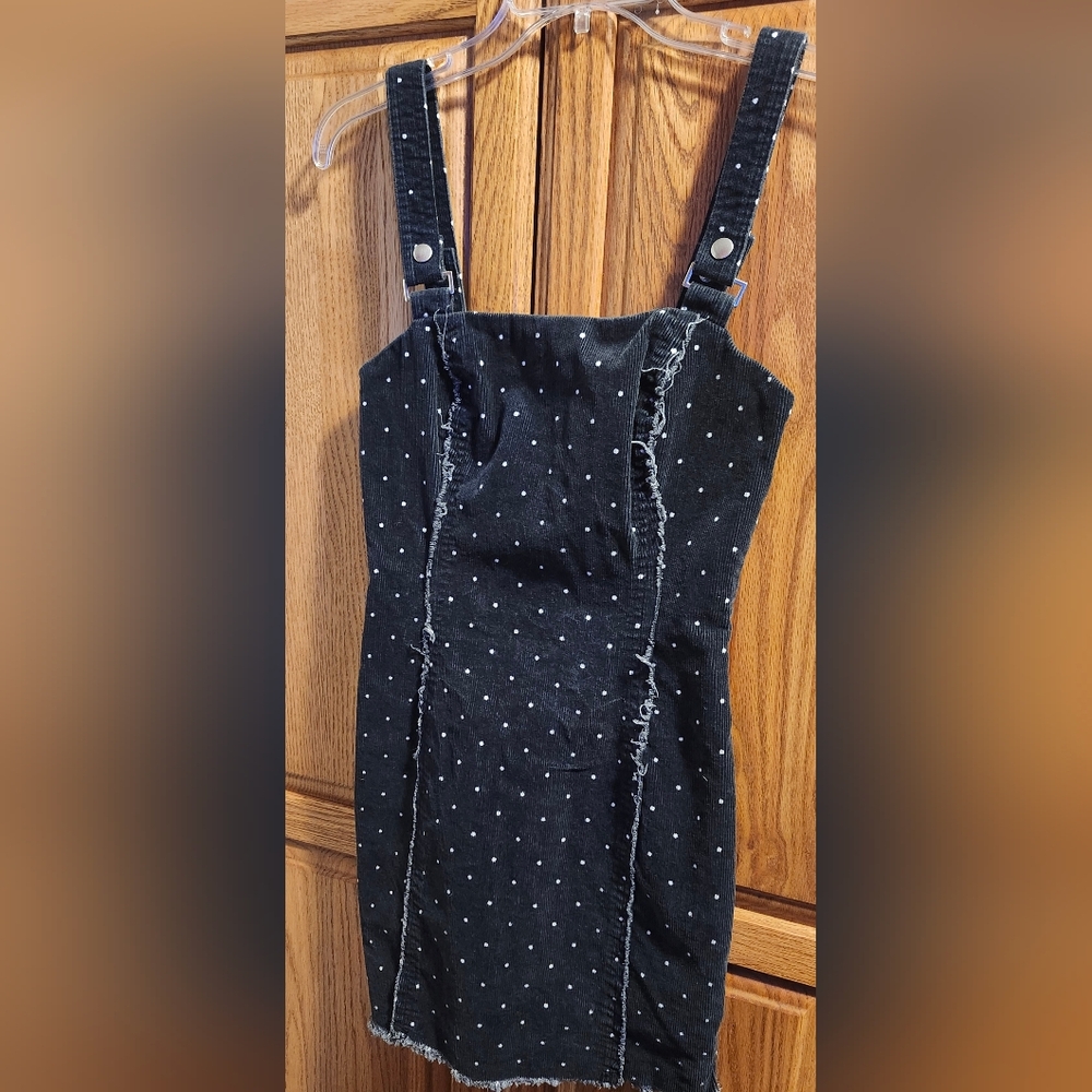 Forever 21 Black Corduroy Dress with White Dots